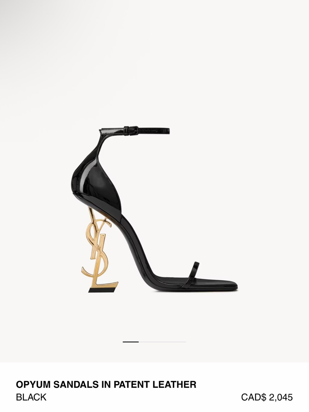 Saint Laurent Black Patent Leather Sandals with Gold YSL Logo Heel